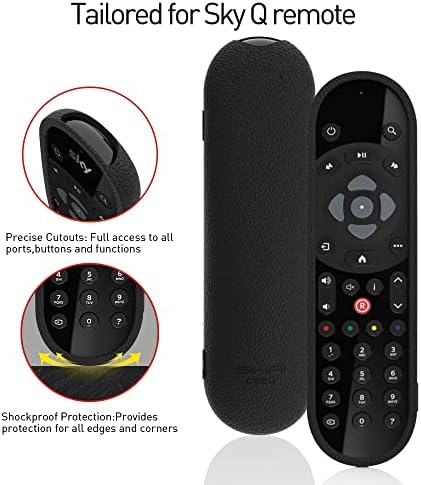 SKY Q Remote Control Cover Compatible with Sky Q Box,Sky Q Silver,Sky Q Mini EC101 EC060 EC055 EC050 and Non-Touch Remote Skin Holder Skin-Friendly Anti-Lost With Shockproof Protective Case(Black)