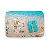 Life is Better, in Flip Flops, Beach House Front Door Mat, Beach Flip Flops Door Mat, Summer Doormat