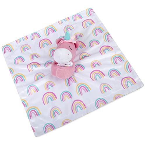 Image of Minky Animal Snuggler Lovey Blanket for Kids, Babies, Boys, Girls, Gender Neutral Security Blanket with Stuffed Animal (Enchanting Unicorn)