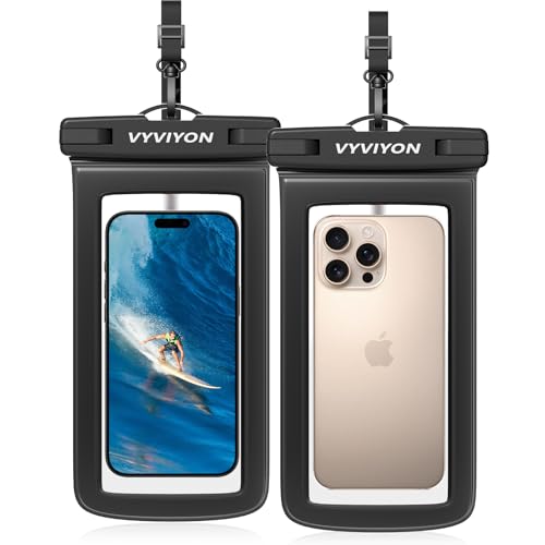 VYVIYON Waterproof Phone Pouch Case 2Pack, IPX8 Cellphone Dry Bag for iPhone 16 15 14 13 12 11 Pro Max & Samsung S25 , Beach Cruise Ship Essentials Waterproof Phone Case Up to 7 inches with Lanyards