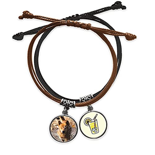 Bracelet corde chien mignon avec chaîne en cuir ajustable
