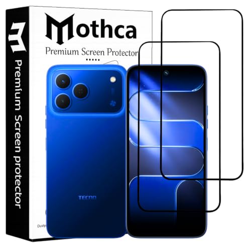 Image of Mothca Military-Grade Tempered Glass Screen Protector Compatible for Tecno Spark 6 with Edge to Edge Coverage - Case Friendly, Anti-Scratch & Bubble-Free Installation Kit (Pack of 2)