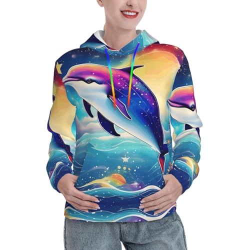 Sweat à capuche femme chaud et ajusté contre le froid, pull graphique doux océan