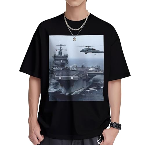T-shirt femme porte-avions en coton col rond tunique ample casual