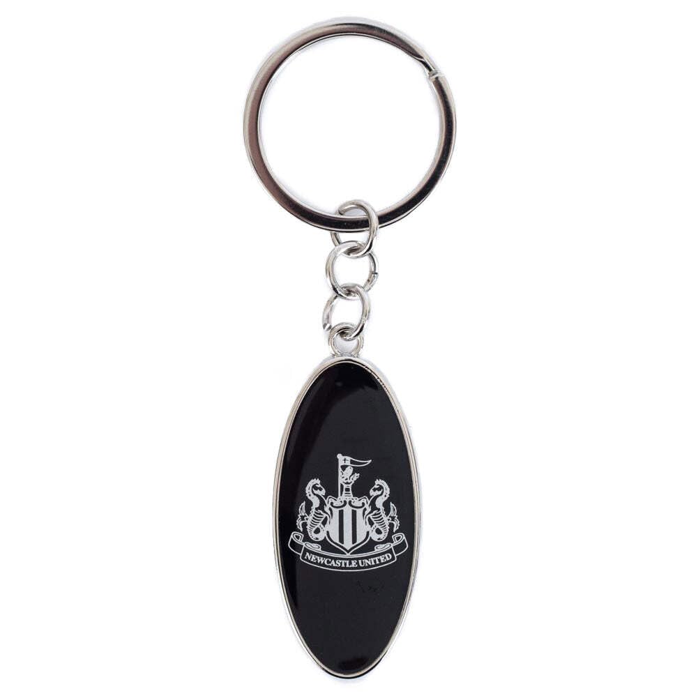 Newcastle United Official Football Club Oval Keyring, Black with Club Crest