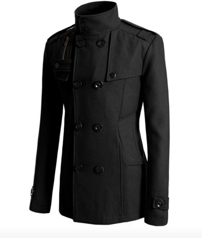 Thatrich Trench Coat Men Stand Double Breasted Collar Long Jackets Warm Slim Fit Windbreaked Winter Trendy Business Outfits2