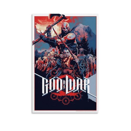 UARJIRUHR Póster de God of War para decoración de habitación, lienzo artístico, arte de pared, decoración de dormitorio, póster estético para habitación, 30 x 45 cm, estilo sin marco