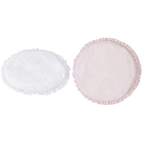 Miniatura 2 de Pannow Alfombra redonda de algodón para bebé, 39.37 pulgadas, gruesa, suave, alfombra de juego de encaje de color sólido, alfombra redonda para