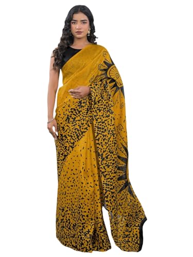 Image of SIRIL Women's Cotton Printed Saree With Unstitched Blouse Piece