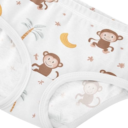 Wusikd Cute Monkey Girls' Underwear Cotton Light Brown Girls Briefs Soft Toddler Underwear 2T4