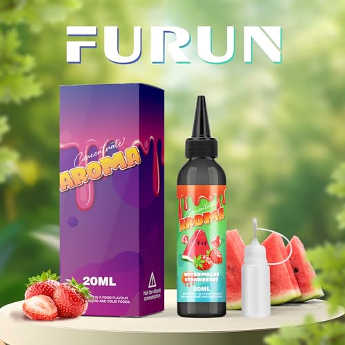FURUN Wassermelone-Erdbeere Aroma Konzentriertes, Lebensmittelaroma 20ml Intensives Aroma zum Kochen zum Backen, in Lebensmitteln & Getränken, auch für Vernebler, Nebelmaschinen, uvm.