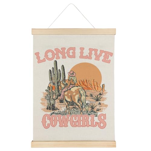 Qvapt Long Live Cowgirls Wall Decor, Western Decor for Kids Room,Little Girls Room Decor, Western Room Decor for Teen Girls,Cowgirl Posters 12x16 with Hanger