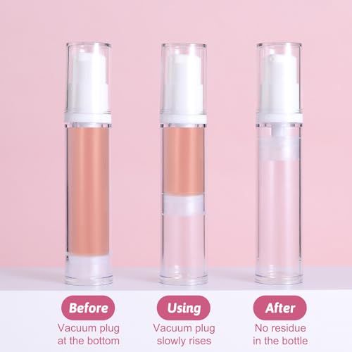 10 Pack Empty Airless Pump Bottle,Refillable Cosmetic Travel Size Pump Bottles Vacuum Press Lotion Dispenser for Foundation, Cream, Shampoo(10Ml)3