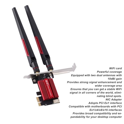Tarjeta Wi Fi PCIe XUMIUZIY para PC de escritorio, Banda 2.4G/5G, tarjeta de red inalámbrica con antenas de 10dBi, Bluetooth 4.0, velocidad inalámbrica de 1200Mbps, adaptador Wi Fi PCIe compatible con Win7/8/10/11 miniatura 2