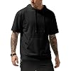 JMIERR Mens Short Sleeve Hoodie Cotton Hooded T-shirts Lightweight Solid Tops with Pocket