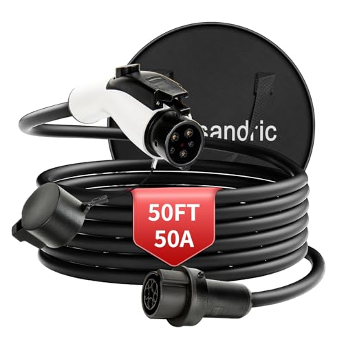 Wissandric 50FT 50A Level 2 EV Charger Extension Cable, Heavy Duty J1772 Extension Cord, Weatherproof IP66, UL Certified