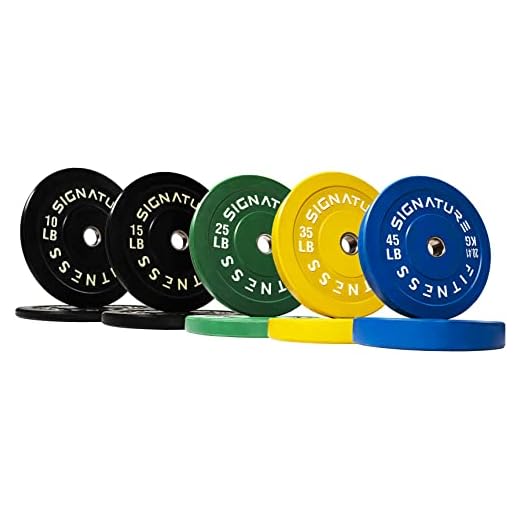Signature Fitness 2" Olympic Bumper Plate Weight Plates with Steel Hub, 260LB Set (2x 10/15/25/35/45LB), Colored