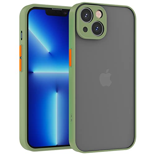 Mixroom - Cover Custodia per Apple iPhone 13 Mini Bumper Opaco Protezione Fotocamera con Retro Semitrasparente Bordo Morbido in TPU Colore Verde Mela