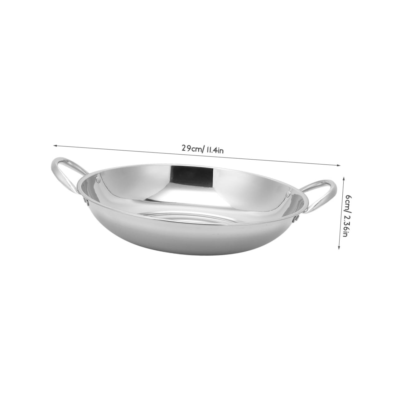 CIYODO Craftsmanship Stainless Steel Wok Cooking Pan for Noodles Camping Pots Seafood Pot 30cm Flat Bottom