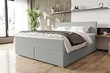 99rooms Phönix Boxspringbett Doppelbett Ehebett: 180x200 cm, Cordstoff POSO Hellgrau, Box: Bonellfederkern, Matratze: Taschenfederkern 17 cm, Kaltschaumtopper 3,5 cm