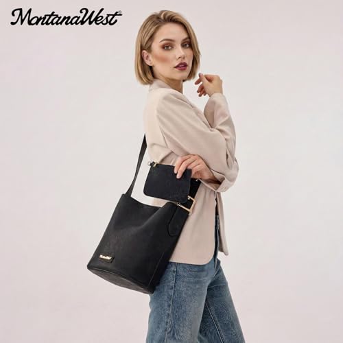 Image of Montana West Medium Hobo Bags for Women with Coin Purse, Soft PU Leather Bucket Shoulder Ladies Handbag with Adjustable Strap