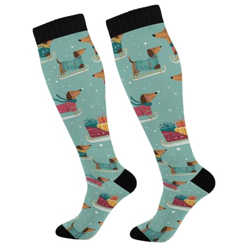 Image of SHJI Compression Socks for Women Sock Men Knee High Stockings for Running Athletic Hiking Cycling