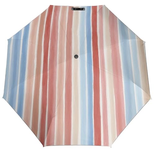 Parapluie pliant motif aquarelle à fines rayures verticales compact 3 plis