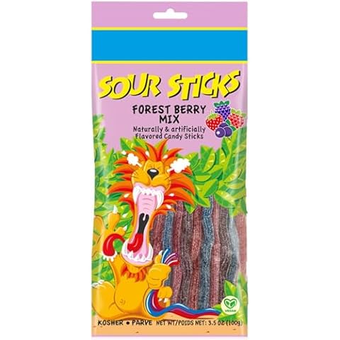 Snacktery Forest Berry Sour Straws - Assorted Sour Candy Mix - Non GMO, Vegan & Kosher Multi Flavored Sour Candy Assortment - 3.5 Ounce Pack Cover
