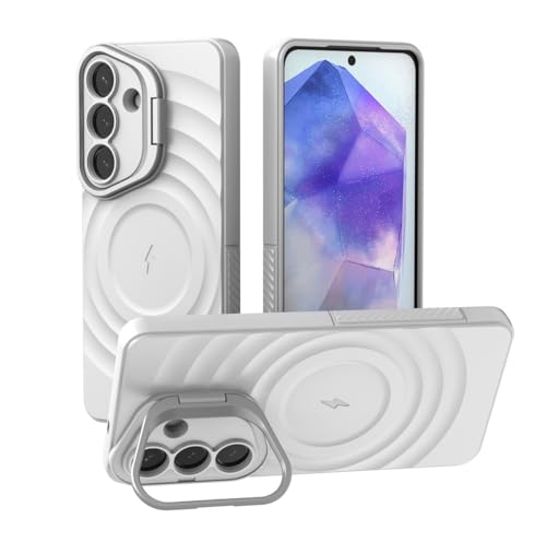 Image of LuxuryKase Shockproof Case for Samsung Galaxy S26 | Ripple Pattern | Camera Protection | Inner Velvet Fabric Lining | Protective Cover with Enhanced Grip & Wireless Charging Support - White