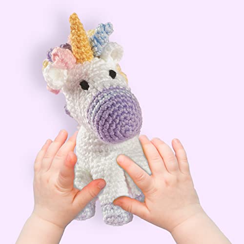 Leisure Arts Little Crochet Friend Animals Crochet Kit, Unicorn, 8", Complete Crochet Kit, Learn To Crochet Animal Starter Kit For All Ages, Includes Instructions, Diy Amigurumi Crochet Kits #TOP5