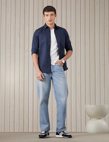 Image of Amazon Brand - Symbol Men's Solid Slim Fit Cotton Casual Shirt | Plain | Full Sleeve | Summer (Available in Plus Sizes)