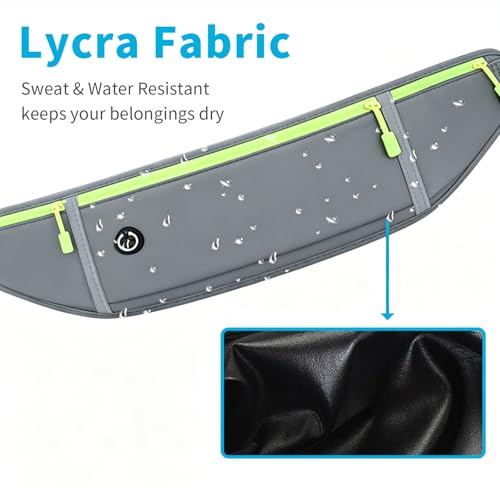 Image of Slim Running Belt for Women Men,Runners Fanny Pack Phone Holder,Money Belt,Running Gear Accessories,with 3 Pockets (Green-gray)
