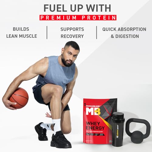 Image of MuscleBlaze Whey Energy (Mango Cream, 1kg / 2.2lbs) | 24g Protein, 100% Whey Protein Blend, Added Digestive Enzymes
