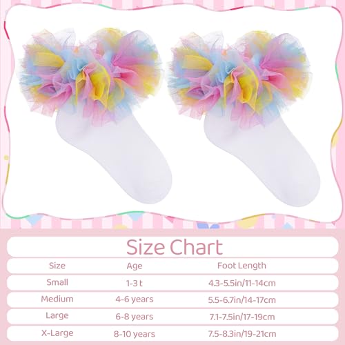 Girls Ruffle Socks Colorful Frilly Tutu Ruffle Lace Dress Socks for Toddler Little Girls,1-10 Years,1 Pack2