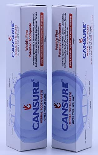 Toothpaste (Pack of 2) is the first patented toothpaste for oral lesions. It contains nano-particle-based patent molecules with a good absorption rate. It is also effective in treating pre-malignant red and white lesions. Has nothing worked yet? Make sure to try Cansure once|