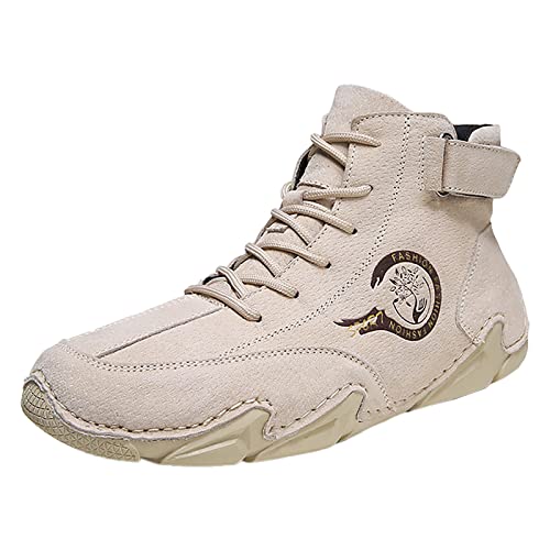 Halbhohe Herren-Sneaker, einfarbig, Leder, widerstandsfähig, Fahrstiefel, rutschfest, Outdoor, leicht, Wanderschuhe, lässig, wasserdicht, Wanderschuhe, Wildleder, Outdoor-Sportschuhe, Wanderschuh