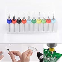 0.1mm to 1.0mm Carbide PCB Rotary Tool Jewelry CNC Engraving Drill Bits Set, 10Pcs PCB Print Circuit Board Carbide Micro Drill Bits 1/8" Shank