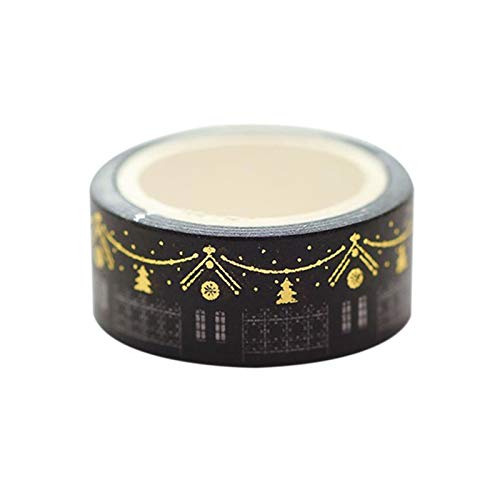 15mm * 5 m Folha De Ouro/Folha De Prata Impresso Padrões Washi Fita Adesiva Fitas Adesivas de Papel