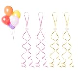 Ballonverschlüsse Helium mit Schnur für Luftballons, 100 Stück Ballonband Rosa/Gold, Luftballon Verschlüsse, Luftballon Schnüre, Schnur zum Luftballon Aufhängen für Hochzeitsfeier,Geburtstag,Party