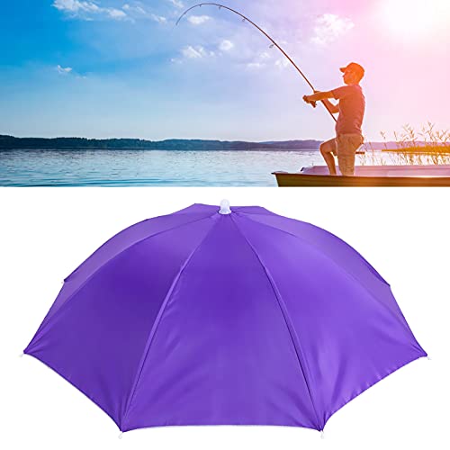 Haowecib Umbrella Hat, Waterproof Foldable Portable Polyester Fishing Cap Elastic Headband Easy To Wear Sun Rain Multifunction Headwear Umbrella Hat For Fishing Golf Camping Beach(Purple) #TOP3