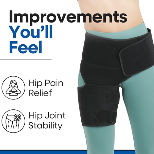 hip brace thigh compression sleeve  sciatica pain relief device  hamstring amp groin compression sleeve wrap for sciatic nerve relief  hip support braces thigh brace for women amp men small  left leg