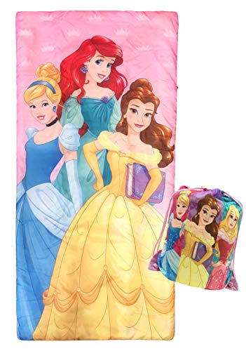 Jay Franco Disney Princess Trip Slumber Sack - Cozy & Warm Kids Lightweight Slumber Bag/Sleeping Bag - Featuring Ariel, Belle, and Cinderella