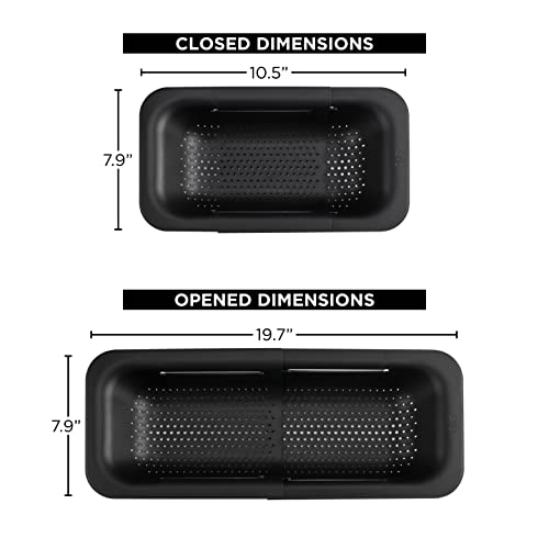 Cook With Color Over The Sink Strainer - Expandable Colander Basket - Fruit And Vegetable Washing Basket, Large Pasta Colander - Extendable Sink Colander For Kitchen Sink (Black) #TOP5