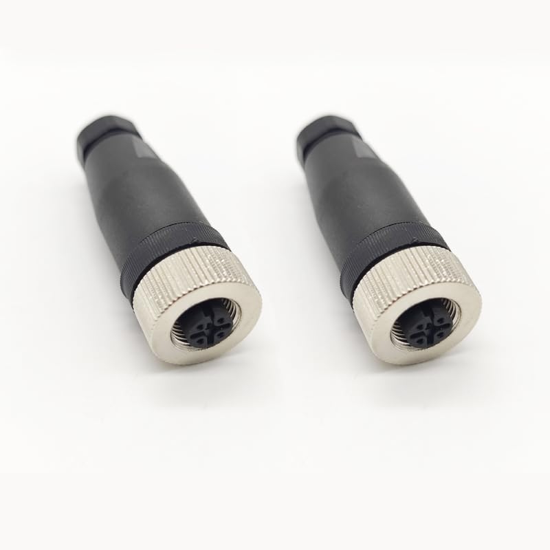 10Pcs M12 4 Pin Female Connector, Straight Field Assembly Wireable Adapter 12mm A Code Industrial Circular Connector IP67 Waterproof Sensor for PG7 Cable Unshiled 250V 4A AC/DC for Electric Bicycles