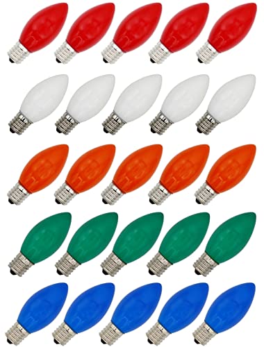 Creative Hobbies 25 Pack C9 Multicolor Christmas Light Bulbs -
