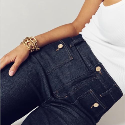 Generic Tummy Control Sailor Wide Leg Trouser Jeans, Women's High-Rise Sailor Wide Leg Ankle Jeans with Pocket2