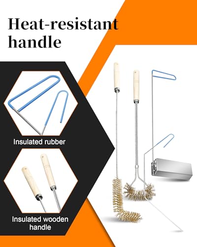 4-IN-1 Fryer Cleaning Tools, L Shaped Fryer Cleaning Brush, Deep Fryer Crumb Scoop, Long Handle Deep Fryer Basket Cleaning Brush, Deep Fryer Cleanout Rod, Applies to Commercial Kitchen, Fryer, Drain - Thumbnail 6
