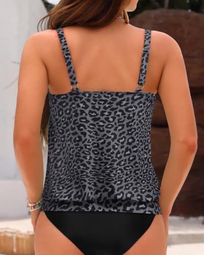 Image of Womens Blouson Tankini Top - Loose Fit Swim Top Modest Swimsuit No Bottom