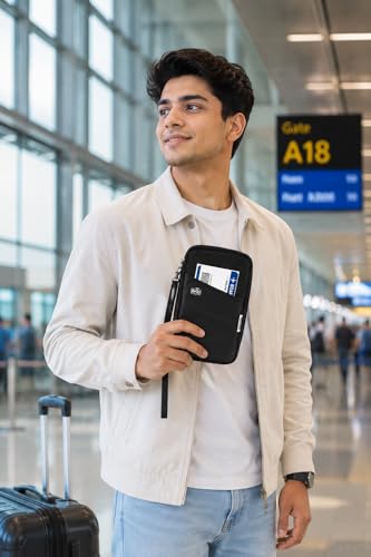 Image of Wooum Passport Holder for Family, Passport Case Protection, Water Resistant Passport Bag for Men & Women, Travel Document Organizer, Passport Cover, Credit Cards Case for Travel (Black)