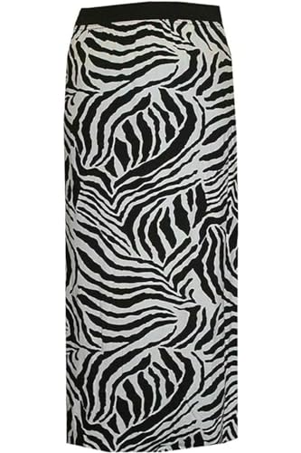 Image of Ladies Long Maxi Skirt Womens Elasticated Stretch Full Length High Waist Jersey Gypsy Style Plain Printed Plus Size Skirts Zebra Print-20-22